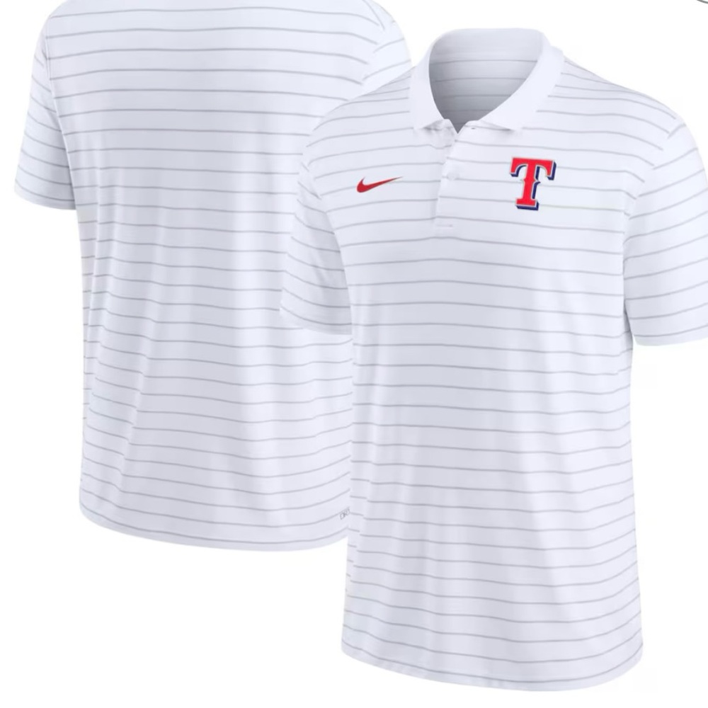 Nike White and Gray Striped Men's Polo Shirt